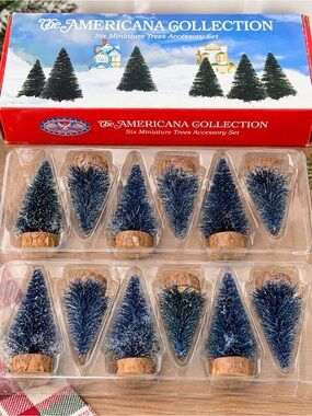 Vintage 1994 Americana Collection Miniature Bottle Brush Trees Set of 12